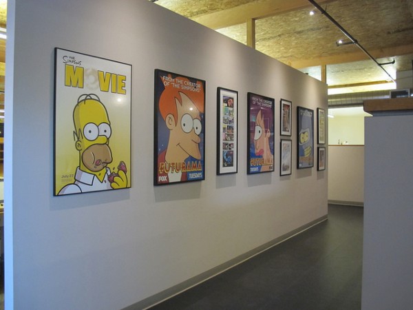 "The Simpsons" and "Futurama" posters at Rough Draft Studios